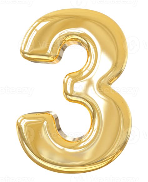 Number 3 Gold 3d 9313576 Png