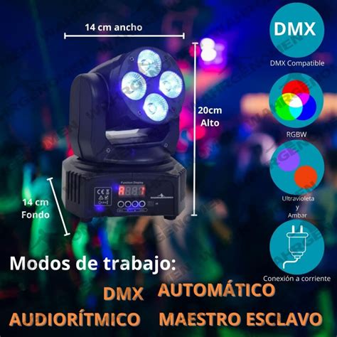 Cabeza Movil Led Wash Rgbwauv Disco Robotica Dmx Luc