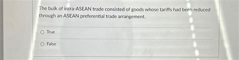 Solved The Bulk Of Intra Asean Trade Consisted Of Goods