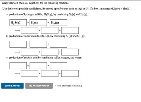 Solved Write Balanced Chemical Equations For The Following