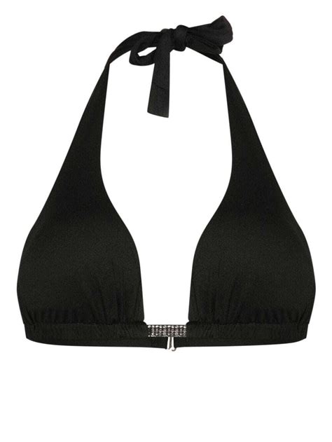 Fisico Crystal Embellished Bikini Top Black Editorialist