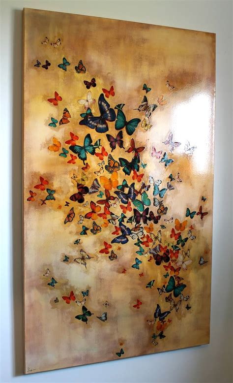 Butterflies On Yellow Ochre Painting By Lily Greenwood Saatchi Art