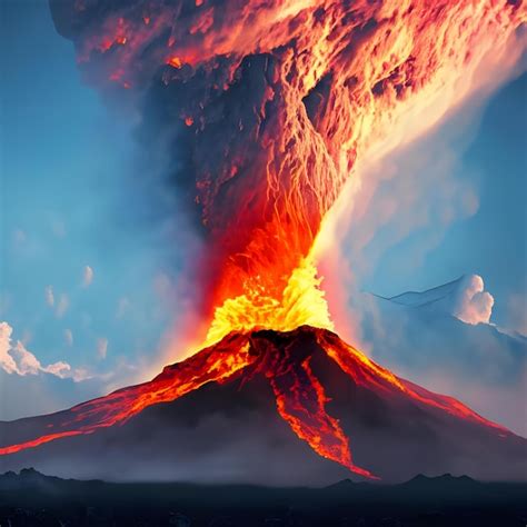 Photo Massive Volcano Eruption Um Grande Vulc O Em Erup O De Lava