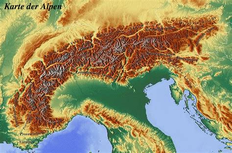 Topografische Karte Der Alpen Physicalmap Org