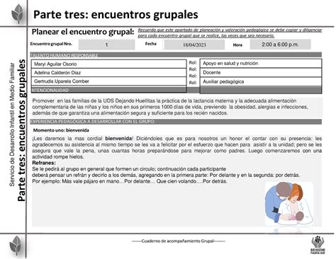 Dejando Huellitas UA 1 TRABAJO EN FAMILIA Servicio De Desarrollo