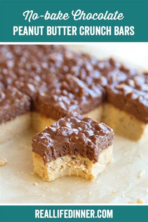 No Bake Chocolate Peanut Butter Crunch Bars Real Life Dinner