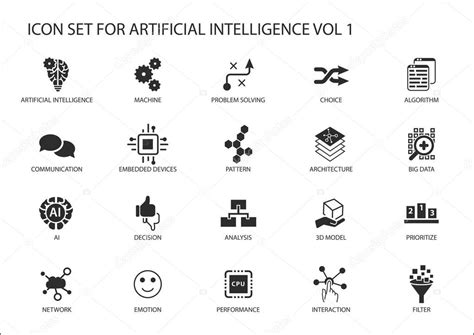 Conjunto de iconos vectoriales para el concepto de inteligencia ...