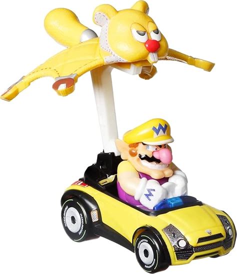 Hot Wheels Mario Kart Wario In Sports Coupe Kart With Waddle Wing Glider Toys And Games