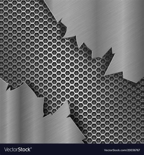 Metal Perforated Background With Torn Metal Edges Vector Image