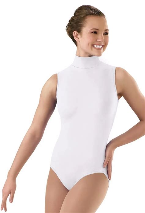 Adult Mock Neck Gymnastics Leotards Back Zip Womens Lycra Spandex