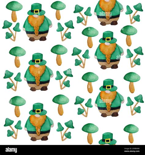 Seamless Watercolor Hand Drawn Pattern With St Patricks Day Elements