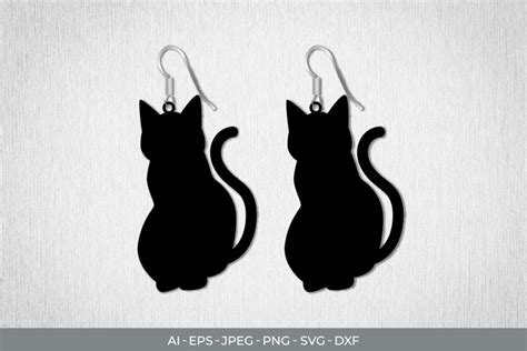 Black Cat Earring Template