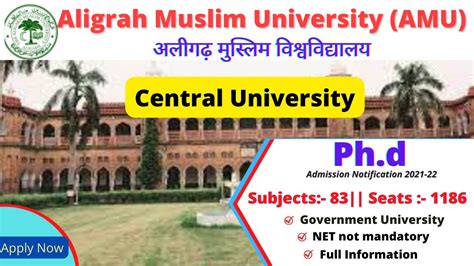 Central University Phd Admission 2022 Amu Phd Application Form 2022