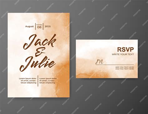 Invitación De Boda Con Fondo Abstracto De Acuarela Vector Premium