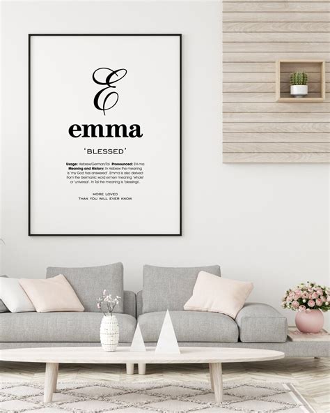 Emma Name Meaning Printable Name Art Modern Nursery Decor Etsy