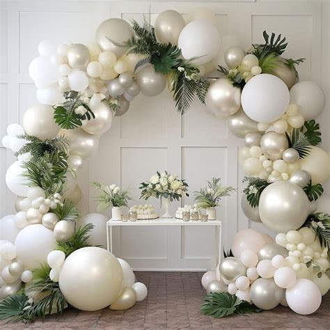 White Balloon Garland Double Stuffed Pearl White Ivory Balloons Nude