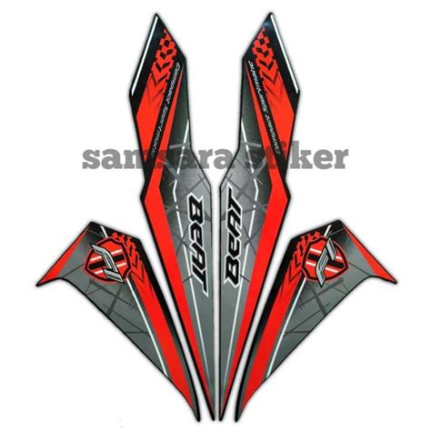 Stiker Striping Lis Body Motor Honda Beat Fi Full Hitam Merah