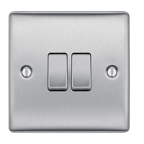 Bg Brushed Steel Light Switches Sockets Full Range Satin Chrome Grey