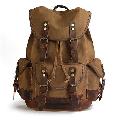 Mochila De Lona Para Hombre Estilo Vintage De Pulgadas Para Laptop De Gran Capacidad Casual