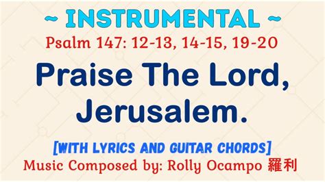 INSTRUMENTAL For 11 June 2023 Corpus Christi Mass Psalm 147 Praise