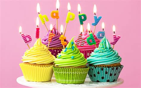 Descargar Fondos De Pantalla Feliz Cumpleaños Muffins Pasteles Velas