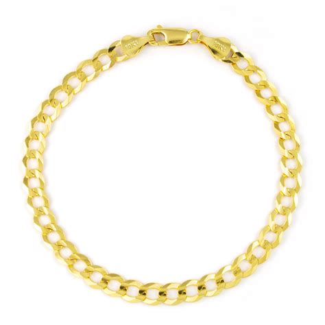 Nuragold K Yellow Gold Mm Solid Cuban Curb Link Chain Bracelet Mens