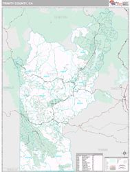 Trinity County CA Zip Code Wall Map Premium Style By MarketMAPS