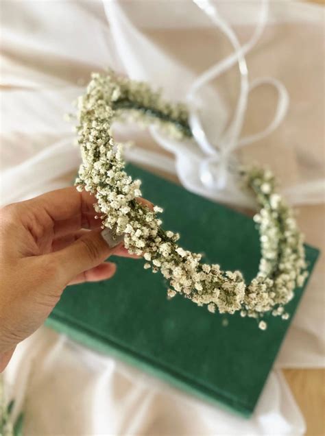 Trockenblumen Haarkranz für Hochzeit Baby Fotos Brautjungfer Armband