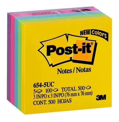 Nota Adhesiva 3m Post It 654 5uc Cubo Ultra 500 Hojas