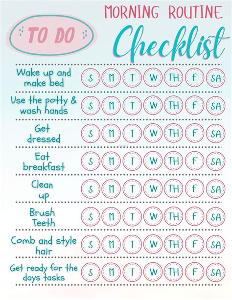 Morning Routine Printable Morning Routine Checklist To Do Checklist