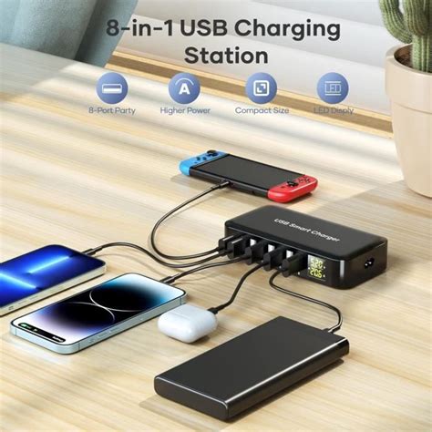 Chargeur Usb 8 Port Station De Charge Usb Chargeur Usb Multiples Avec