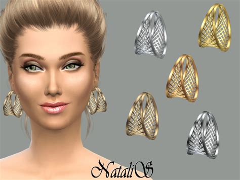 The Sims Resource NataliS Cage Hoop Earrings FT FA