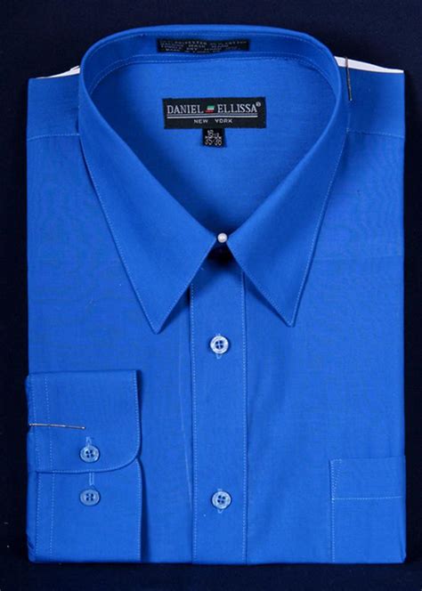 Mens Royal Blue Long Sleeve Dress Shirt Abc Fashion