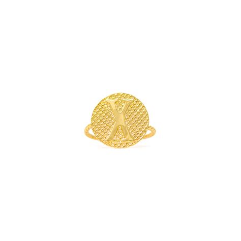 Letter X 9kt Yellow Gold Ring - Michalis Diamond Gallery