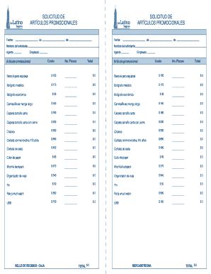 Fillable Online Solicitud De Art Culos Promocionales Fax Email Print