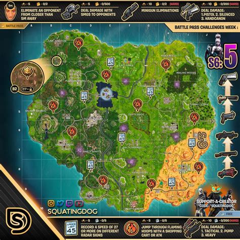 Fortnite Temporada 6 Semana 5 Lista De Desafíos Hoja De Trucos