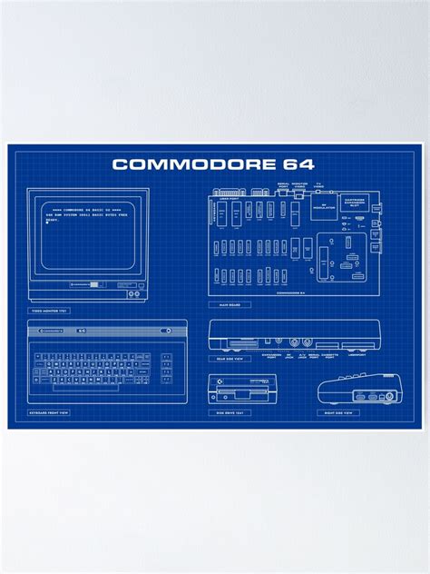 Commodore 64 Blueprint Poster For Sale By Blue Galaxy Designs