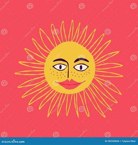 Awesome Funny Sun with a Charming Smiling Face. Illustration in Retro Style Stock Vector ...