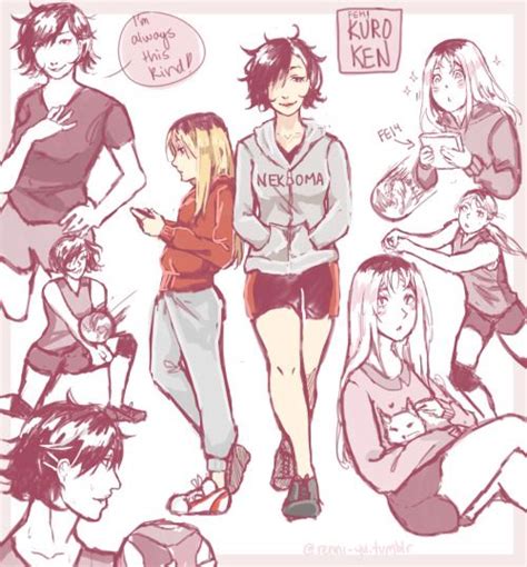 Fem Kenma And Kuroo Kuroken Haikyuu Genderbend Haikyuu