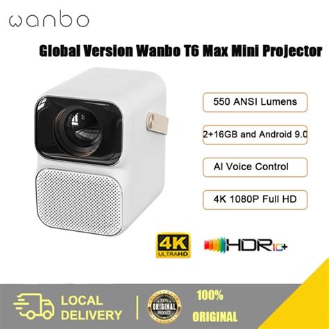 New Global Version Wanbo T6 Max Android 9 0 1080P Projector 550ANSI