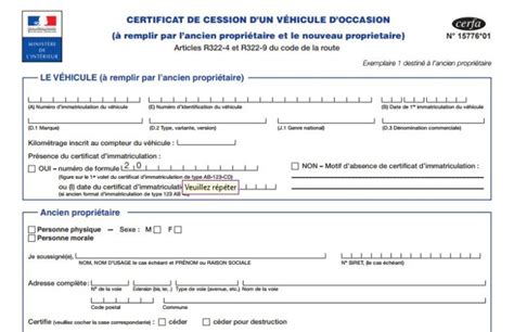 Code De Cession Voiture Occasion