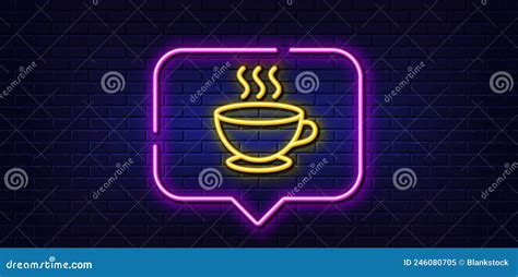 Coffee Cup Line Icon Hot Cappuccino Sign Tea Drink Mug Neon Light