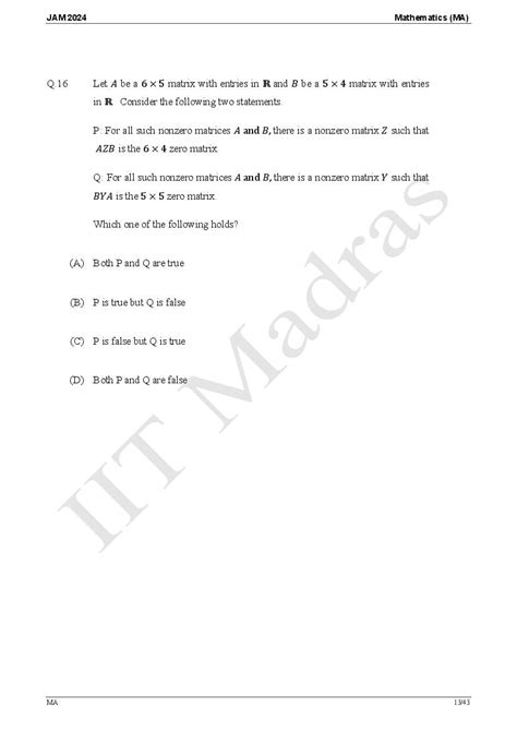 Iit Jam 2024 Question Paper With Answer Key Download Pdfs Aglasem