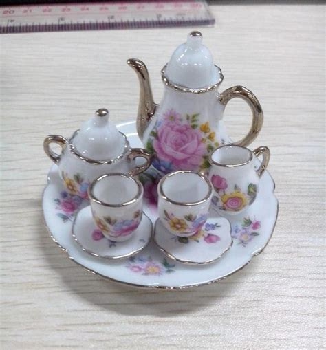 Pcs Dollhouse Miniature Dining Ware Porcelain Dish Cup Plate Tea