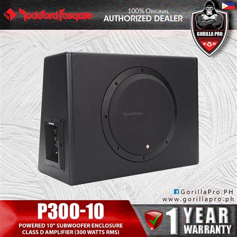 New Rockford Fosgate Punch P300 10 Single 10 Subwoofer Enclosure With 300 Watt Amp Powered