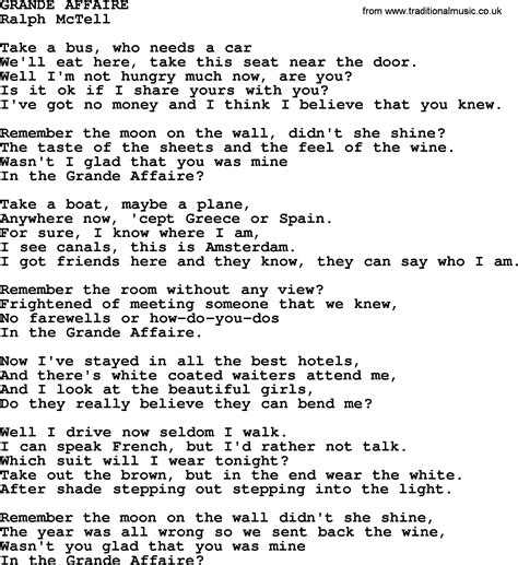 Grande Affaire Txt By Ralph McTell Lyrics And Chords