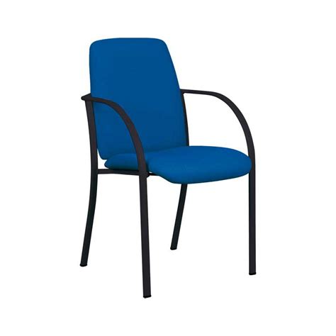 SILLA DE COLECTIVIDAD ÍCARO 4 CON BRAZOS ESTRUCTURA NEGRA TELA Colores Azul