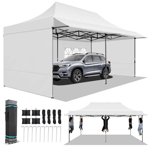 Sanopy X Ft Canopy With Awning Heavy Duty Ez Pop Up Folding Canopy