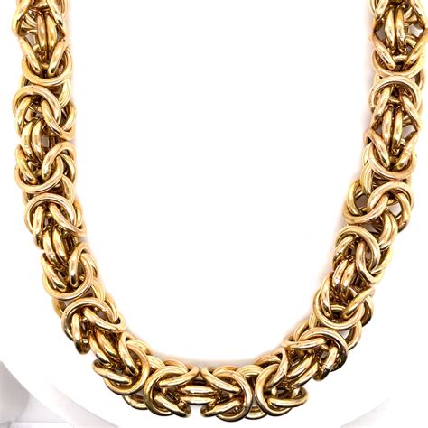 14 Karat Yellow Gold Byzantine Style Necklace 1056 Grams For Sale At