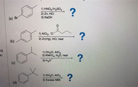 Solved 1 Hno3 H2so4 2 Zn Hci 3 Naoh A Br 1 Aiciz Ci